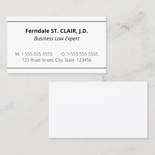 Klassiek, traditioneel Visitekaartje (Voorkant / Achterkant)