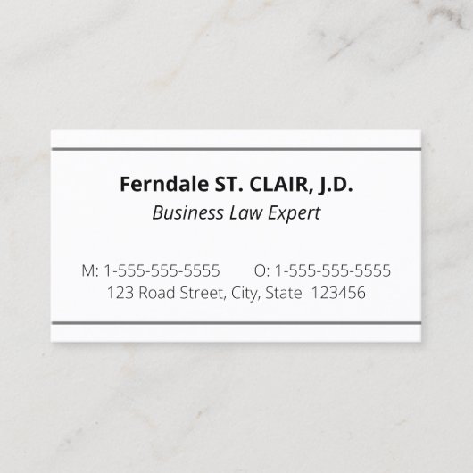 Klassiek, traditioneel Visitekaartje (Voorkant)