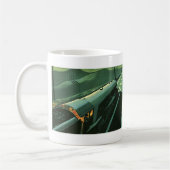 Klassiek transport, groene trein op hoge snelheid koffiemok (Links)