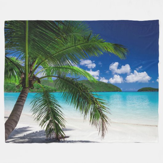 Klassiek tropisch eilandstrand paradijs fleece deken (Voorkant (Horizontaal))