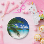 Klassiek tropisch eilandstrand paradijs papieren bordje (Feest)