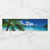 Klassiek tropisch eilandstrand paradijs waterfles etiket (Enkel label)