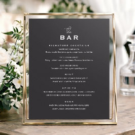 Klassiek trouwbarmenu bord chic minimalistisch gri poster