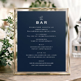 Klassiek trouwbarmenu bord chic minimalistisch nav poster