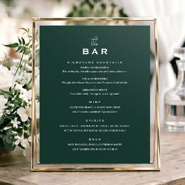 Klassiek trouwbarmenu bord minimalistisch groen poster