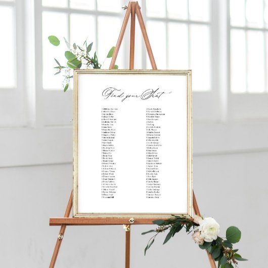 Klassiek trouwbord Vind uw stoel kaart Poster