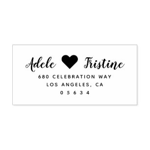 Klassiek trouwhart retouradres rubberstempel