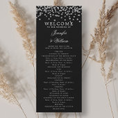 Klassiek trouwprogramma Confetti Silver Black Kaart