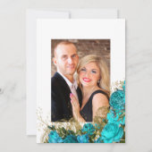 Klassiek Turkoois - Turquoise en Gouden Bloem Brui Save The Date (Achterkant)