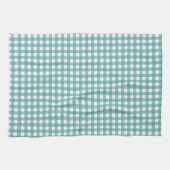 Klassiek Turquoise en Wit Gingham Patroon Boerderi Theedoek (Horizontaal)