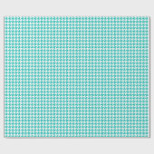 Klassiek turquoise en wit houndstooth patroon  cadeaupapier (Vlak)