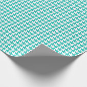 Klassiek turquoise en wit houndstooth patroon  cadeaupapier (Hoek)