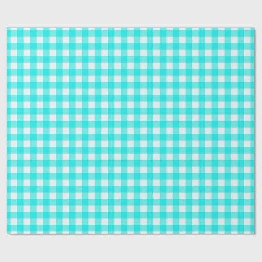 Klassiek turquoise gingham geruite patroon cadeaupapier (Vlak)