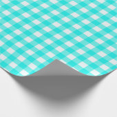 Klassiek turquoise gingham geruite patroon cadeaupapier (Hoek)
