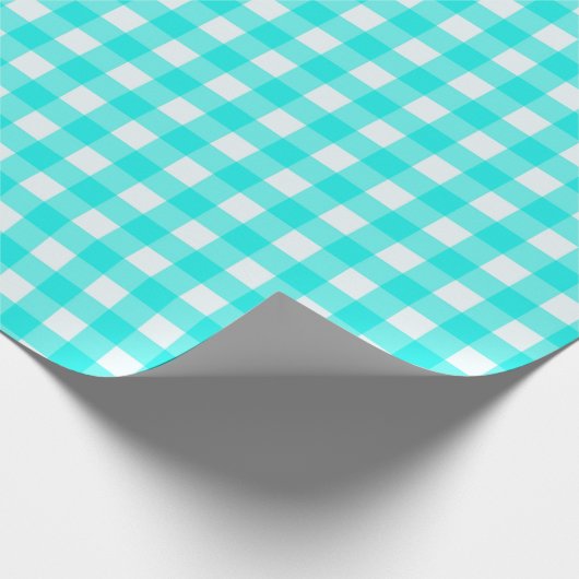 Klassiek turquoise gingham geruite patroon cadeaupapier (Hoek)