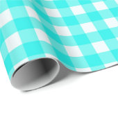 Klassiek turquoise gingham geruite patroon cadeaupapier (Rol Hoek)