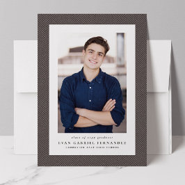 Klassiek tweed frame eenvoudige grijze foto afstud aankondiging