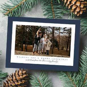 Klassiek tweed frame eenvoudige marine foto Kerstm Feestdagenkaart