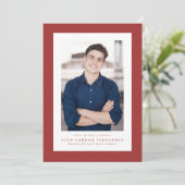Klassiek tweed frame eenvoudige rode foto afstuder aankondiging (Staand voorkant)