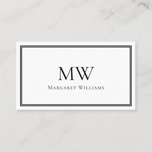 Klassiek Tweeletter Monogram Professioneel  Visitekaartje (Voorkant)