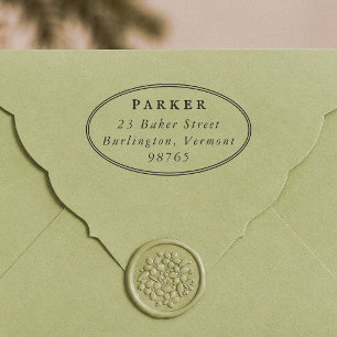 Klassiek typografisch ovaal kader retouradres rubberstempel