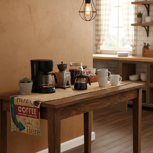 Klassiek uithangbord koffie korte tafelloper