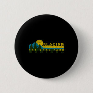 Klassiek uitzicht op bergzonsondergang in Glacier Ronde Button 5,7 Cm
