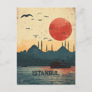 Klassiek uitzicht op zonsondergang Istanbul Turkij Briefkaart