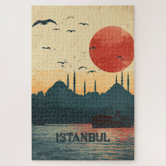 Klassiek uitzicht op zonsondergang Istanbul Turkij Legpuzzel