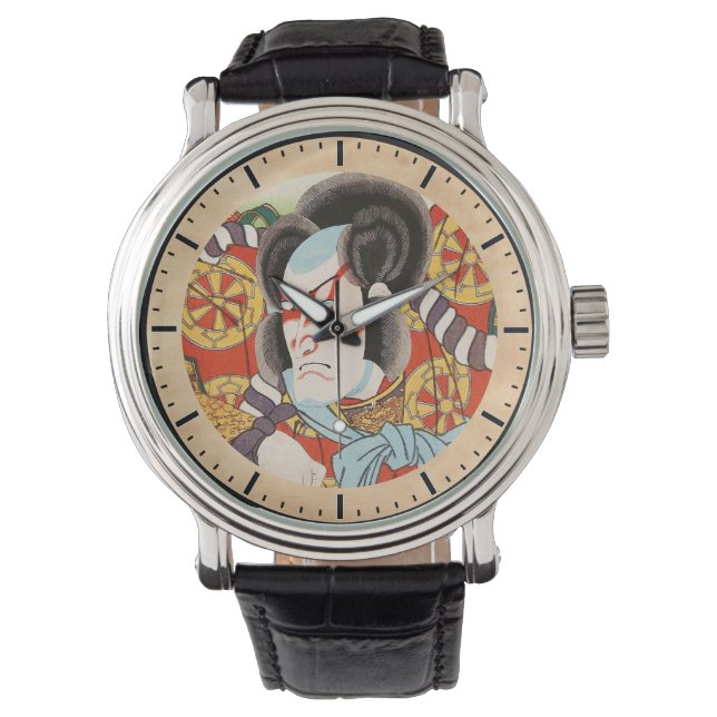 Klassiek  ukiyo-e kabuki samurai Utagawa Horloge (Voorkant)