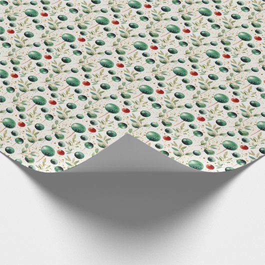 Klassiek vakantie trio: groen, rood & goud cadeaupapier (Hoek)