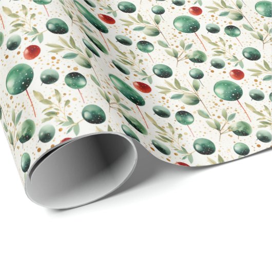 Klassiek vakantie trio: groen, rood & goud cadeaupapier (Rol Hoek)