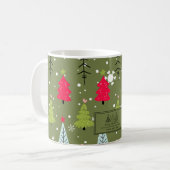 Klassiek vakantiepatroon-kerstboom (2) koffiemok (Voorkant links)