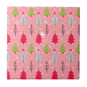 Klassiek  vakantiepatroon-kerstboom (4) tegeltje