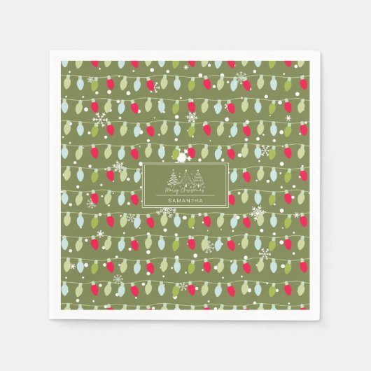 Klassiek  vakantiepatroon-kerstverlichting 2 servet (Voorkant)