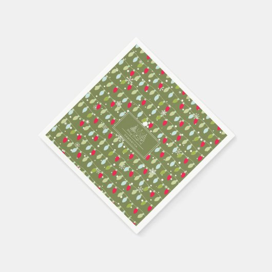 Klassiek  vakantiepatroon-kerstverlichting 2 servet (Hoek)