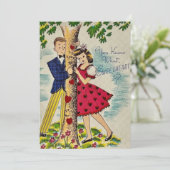 Klassiek Valentijnsdag Stelletje Feestdagenkaart (Staand voorkant)