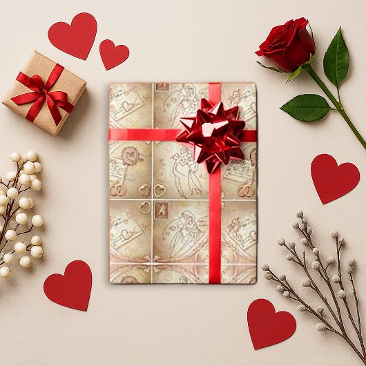 Klassiek Valentijnsdagcadeau met Cupido Cadeaupapier