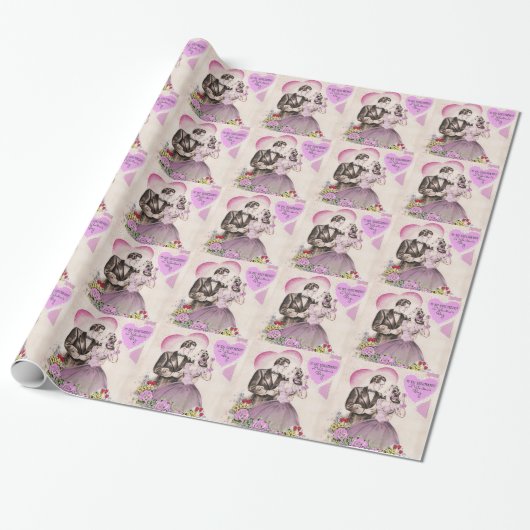 Klassiek Valentijnskoppel Cadeaupapier (Uitgerold)