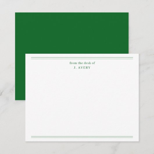 Klassiek van het bureau van groen notitiekaartje (Voorkant / Achterkant)