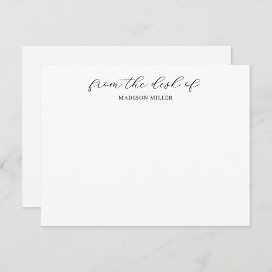 Klassiek van het bureau van Monogram zwart-wit Notitiekaartje (Voorkant / Achterkant)