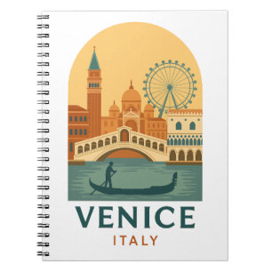 Klassiek Venetië Italië Reizen Gondel en Stad Retr Notitieboek