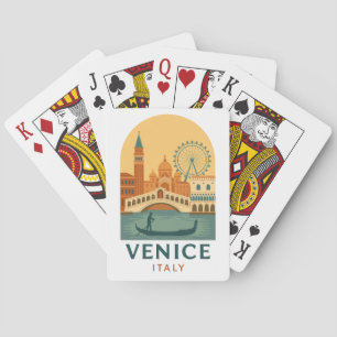 Klassiek Venetië Italië Reizen Gondel en Stad Retr Pokerkaarten