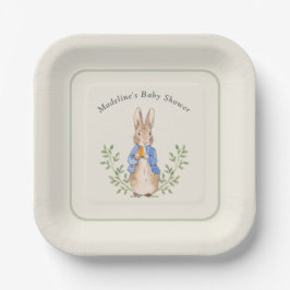 Klassiek Verhaalboek Konijn Gingham Vintage Baby Papieren Bordje