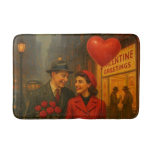 Klassiek verliefd stel op Valentijnsdag Badmat