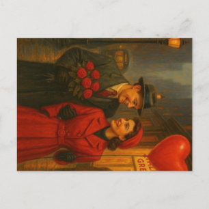 Klassiek verliefd stel op Valentijnsdag Briefkaart