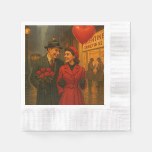 Klassiek verliefd stel op Valentijnsdag Servet
