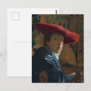 Klassiek Vermeer Meisje met de Rode Hoed Portret Briefkaart