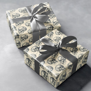 Klassiek verouderd schedels Halloween Goth patroon Cadeaupapier