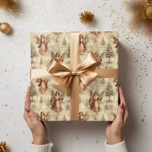 Klassiek Verouderde Engelse Kerst Patroon Cadeaupapier